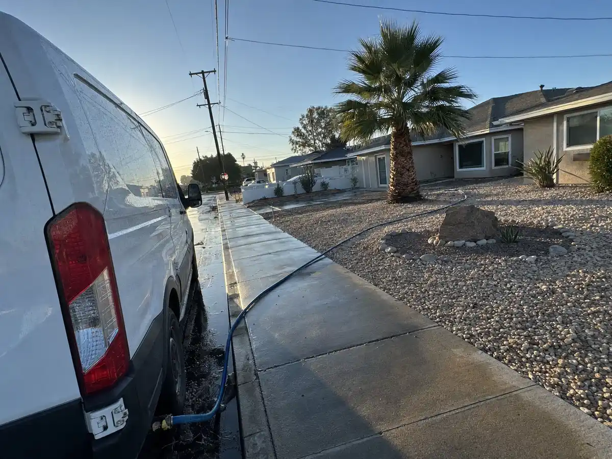 Service van arriving on a Thousand Oaks, CA street — local same-day coverage
